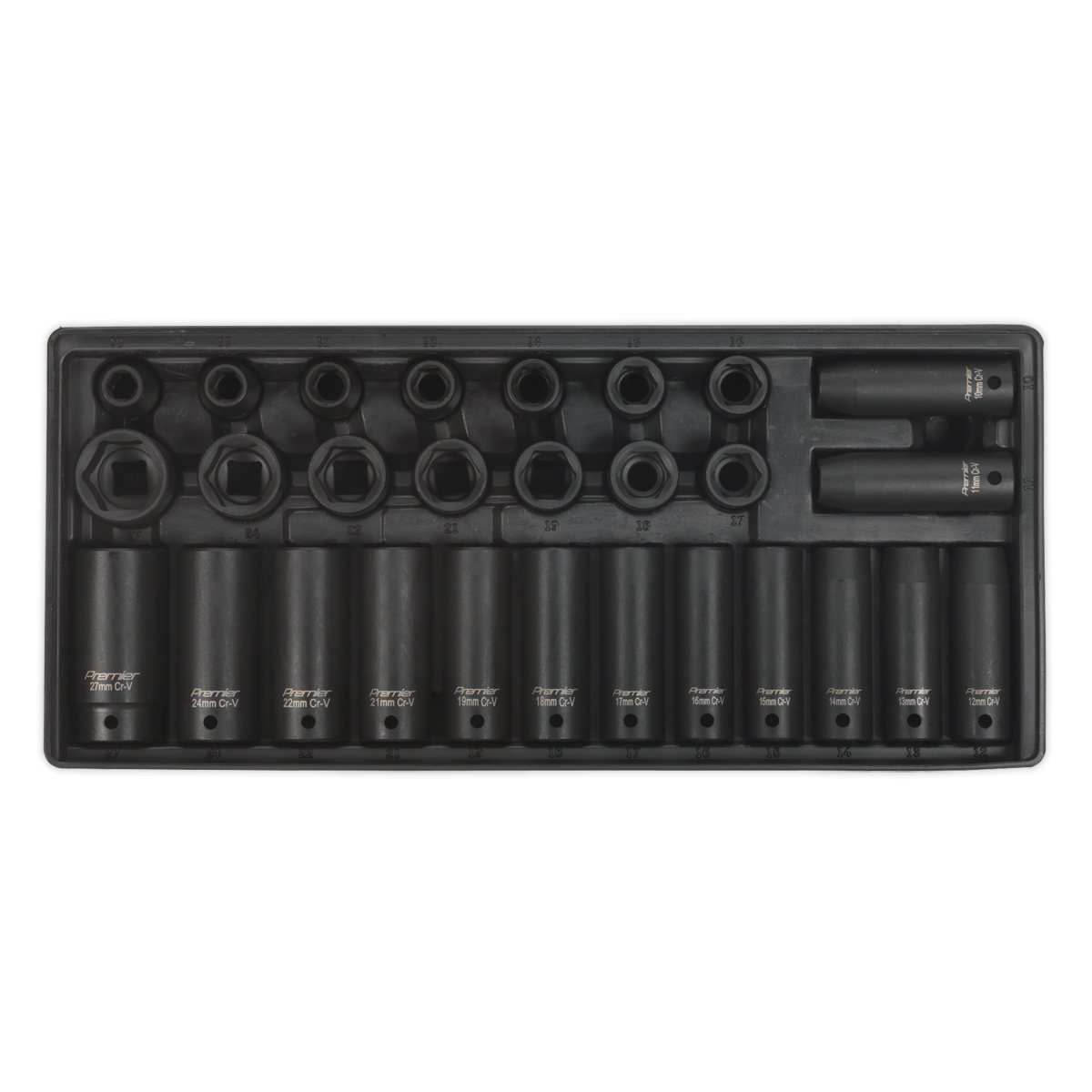 Plateau à Outils avec Ensemble de Douilles à Impact 28pc 1.3cmSq Lecteur - Plateau à Outils avec Ensemble de Douilles à Impact 28pc 1.3cmSq Lecteur -
