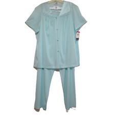 Vanity Fair 90-107 Lingerie Nylon Loungewear Pajama Set Azure Mist L Large NWT