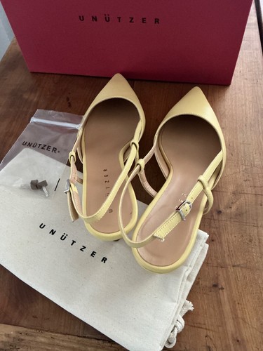 Unützer Kittenheels Slingback Pump 9317 Spitze Nappa Lime NP495€ - Bild 4 von 13