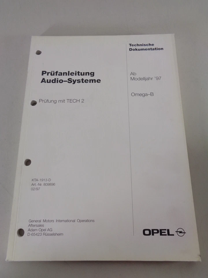 Manual de Taller Instrucciones de Inspección Opel Omega B Audio-System Desde - Imagen 1 de 1