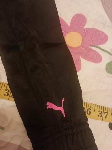 Puma Black/ Pink Zip Up Athletic Track Lined Lightweight Jacket Girls Size 5 - Picture 4 of 9