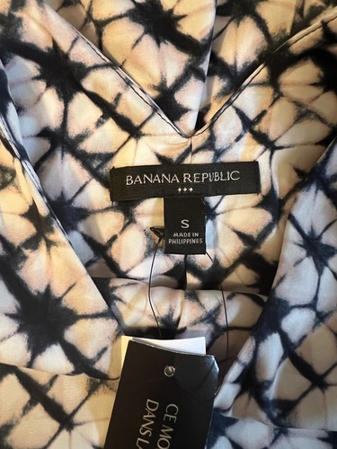 Banana Republic Dress Women Preppy Navy V Neck Drop Waist Satin Size S - Picture 7 of 13