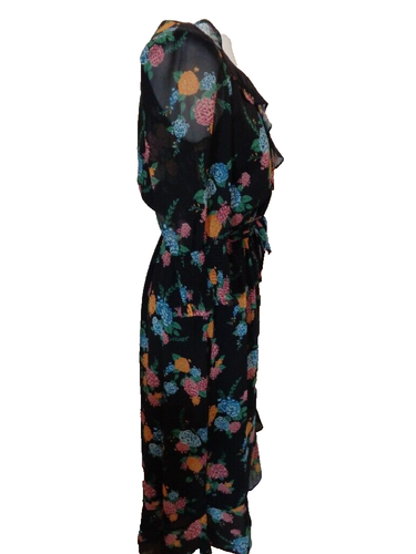 RACHEL ZOE BRAND NEW 'YSABELLE' BLACK FLORAL PRINT WRAP DRESS - SIZE XS - Picture 4 of 7
