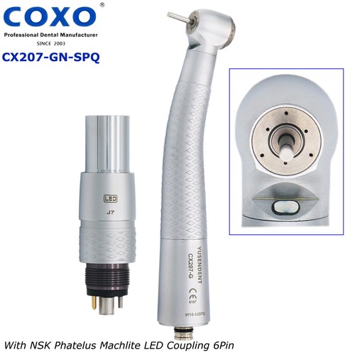 COXO Dental High Speed Fiber Optic LED Handpiece Fit Kavo NSK LED Coupler 6Holes - Picture 11 of 64