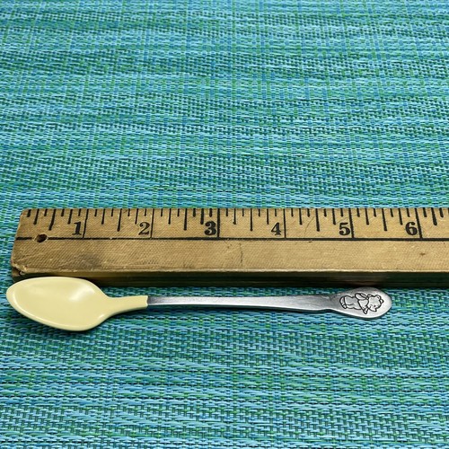 Vtg Tommee Tippee Stainless Baby Feeding Spoon Winnie the Pooh Korea Rubber Tip - Imagen 6 de 8