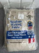 DSCP T-Shirt 3-pack Crew Neck Moisture Wicking Size Large Sand Color Made In USA