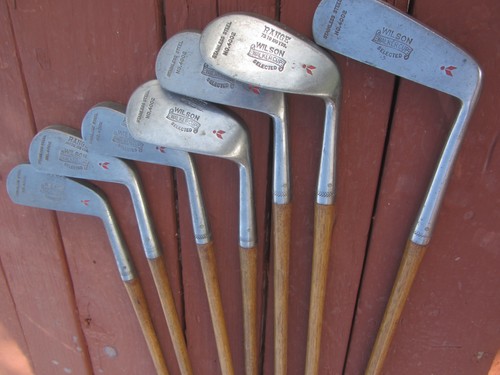 Antik Vintage Hickory Schaft Wilson Walker Cup #4002 Golfschläger Set Edelstahl 7-teilig - Bild 2 von 10