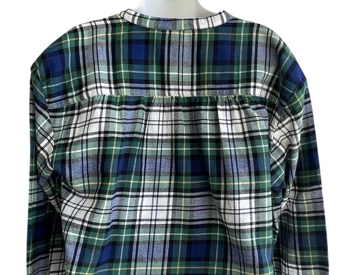 GAP Damen gerafftes Henley Top grün blau kariert Flanell fließend Größe M neu ohne Etikett - Bild 4 von 6