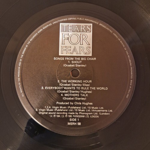 Tears for Fears - Song From The Big Chair 12" Vinyl LP MERH 58 Excellent Cond. - Picture 7 of 9