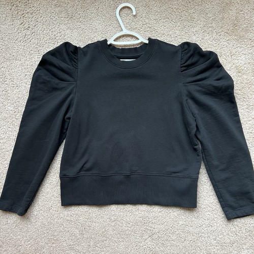 Sold Out NYC Womens Black Puffed Sleeves Organic Cotton Crop Sweater Size Medium - Picture 1 of 7