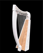 22 String White Harp With Adjustable Key And Carry Bag