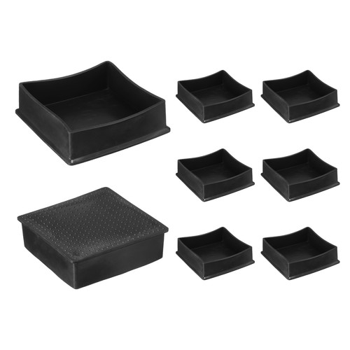 8 Stück Quadratische Stuhlbeinkappen PVC Stuhlbein Bodenschoner, Schwarz, 100 x 100 mm - Bild 1 von 6