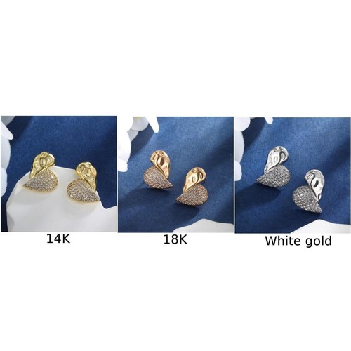 Fashionable Zirconium Heart Stud Earrings Lightweight Comfortable Wear - Picture 10 of 15