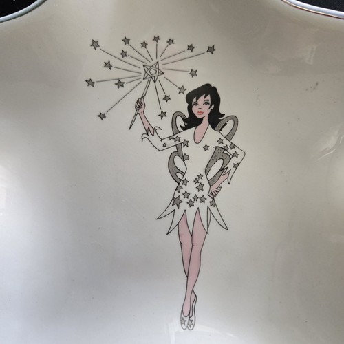 Fairy Pixie Atomic Starburst Star Shaped Ceramic Plate Trinket Dish Design 7.5" - Picture 2 of 3