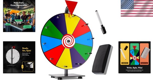 Heavy Duty 12" Dry Erase Prize Wheel with Colorful Slots for Fundraising Fun - Picture 2 of 9