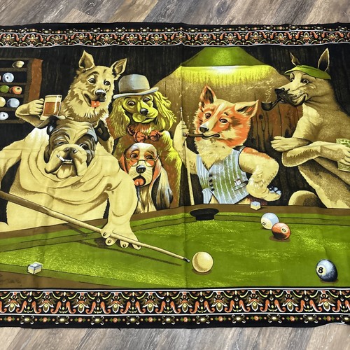 Arazzo piscina gioco cane vintage quadro cotone da appendere 57”x38” Turchia - Foto 4 di 6
