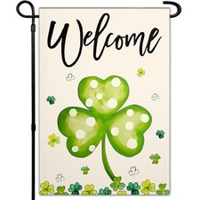 St Patricks Day Garden Flag for Outside 12x18 Inch Double Sided Irish Garden