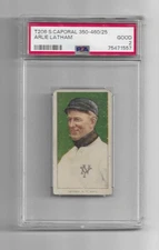 1909 T206 SWEET CAPORAL 350-460 TOBACCO BASEBALL CARD ARLIE LATHAM PSA 2 GIANTS