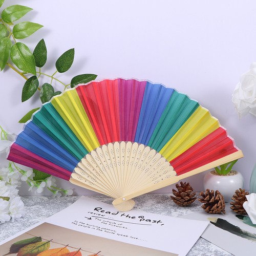 3 Pcs Portable Colorful Foldable Fans With Bamboo Handle For Gifts - Picture 10 of 12
