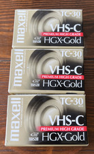 3 Maxell HGX-Gold VHS-C TC-30 Premium High Grade Camcorder Video Cassettes NEW