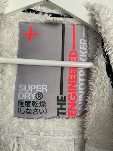 Superdry Chaqueta Windtrekker Mujer Talla UK 14 Blanco Gris Piel Sintética Forrada - Imagen 5 de 14