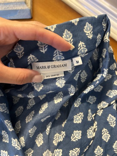Mark And Graham Block Print Short Pajama Set Navy Size MEDIUM NWOT OPEN BOX - Picture 2 of 8