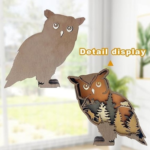 Wooden Forest Animals Wall Art 6.7 x 5.3 Rustic Multilayer Fox Cabin Home Decor - Picture 42 of 99