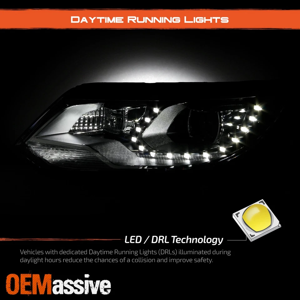 Fits 2012-2017 Volkswagen VW Tiguan Projector LED DRL Headlights Light - Image 3 of 4