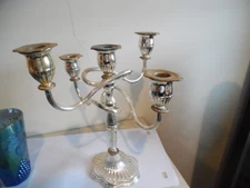 silver plated twisted arm 5 candle holder candelabra