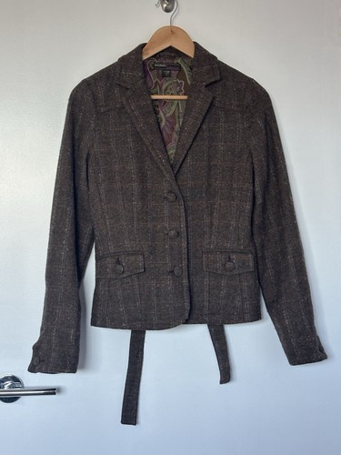 Just Jeans Wool Blend Tweed Jacket with Belt Size 12