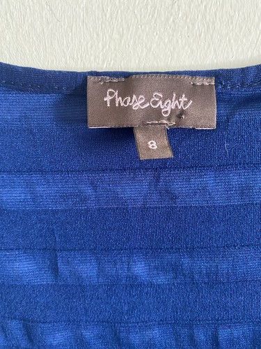 Phase Eight Short Sleeve Tiered Frill Top Striped Blue Top T-shirt UK 8 - Picture 3 of 6