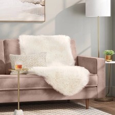 Threshold Ivory Super Soft Faux Fur  Pelt Decorative Sofa Throw Mini Blanket