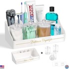3-Piece Bathroom Countertop Organizer Set - Toothbrush Holders & Qtip Dispenser