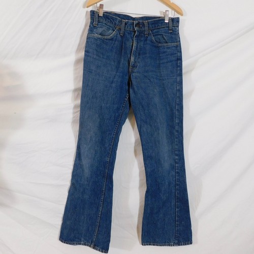 Vintage 70’s Levi’s Size 32x31 Orange Tab Bellbottom Flare Faded Denim Jeans 646