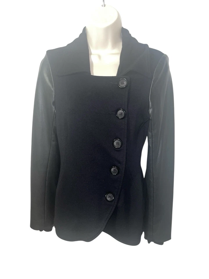 Chaqueta Blazer BAILEY 44 Mujer Talla Mediana Negra Botones Asimétricos Medios Mixtos Foto 2 de 4