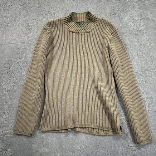 Woolrich Khaki Gerippter Pullover Damen M Beige Rollkragen Vintage - Bild 1 von 7
