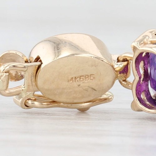 2ctw Amatista Corazones Tenis Brazalete 14k Oro Amarillo 6.75" 7.2mm - Imagen 6 de 10