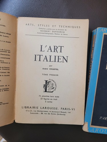 2 Pbk Vols. L'art Italien. Illus Larousse 1956 French Text - Picture 2 of 7