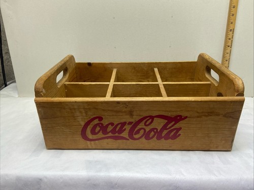 (N9) Vecchia bevanda Coca-Cola scatola in legno coca cola gialla e rossa - Foto 3 di 5