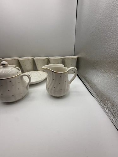 Laura Ashley “Starlight” Bone China Tea Service Partial Set Gold Stars England - Picture 16 of 16