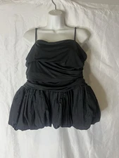 Future Collective Slim Fit Ruched Bubble Peplum Tank Top Black Size XL