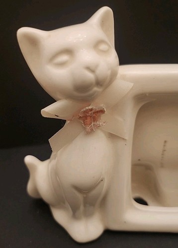 Marco de fotos de gato de porcelana blanca vintage área de 2" x 3", Emson Taiwán lindo kitsch - Imagen 2 de 11