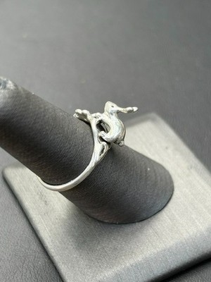 Signed Jay 925 Sterling Silver 3D Bunny Rabbit Ring Size 6
