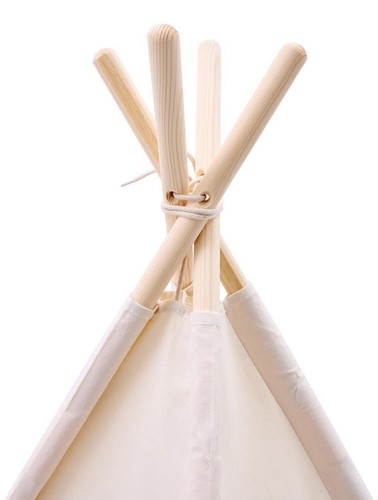 Kids Play Teepee Tent with Carry Bag Natural Cotton Canvas + Pine Wood Frame NEW - Picture 4 of 8