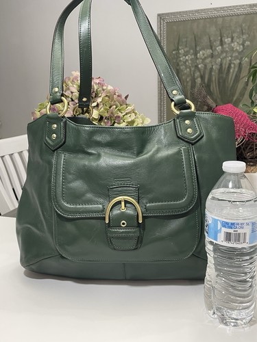 Coach Leather Hunter Green Purse Handbag Shoulder Bag - Picture 2 of 13
