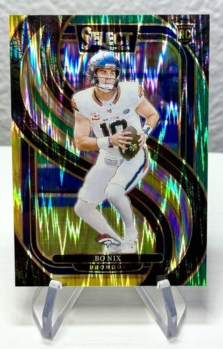 2024 Panini Select Bo Nix Rookie Green & Yellow Prizm Shock Premier Level #117