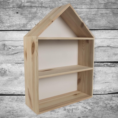 Large Wooden House Shaped Display Shelf | 32 x 12 x 44 cm | Wall-Mounted Decor - Picture 10 of 10