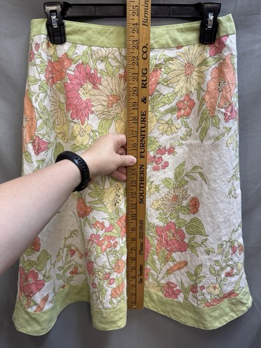 Ann Taylor Loft bunter Blumendruck Leinenrock Größe 4 A-Linie mittellang - Bild 6 von 11