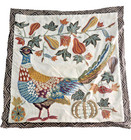 Pottery Barn Pheasant Bird Embroidered Pillow Cover 20” Fall Autumn Thanksgiving