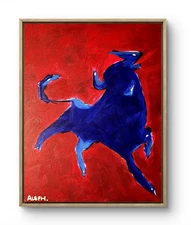 Original Art Bull 3 14x11  Contemporary Impressionist Acrylic Painting